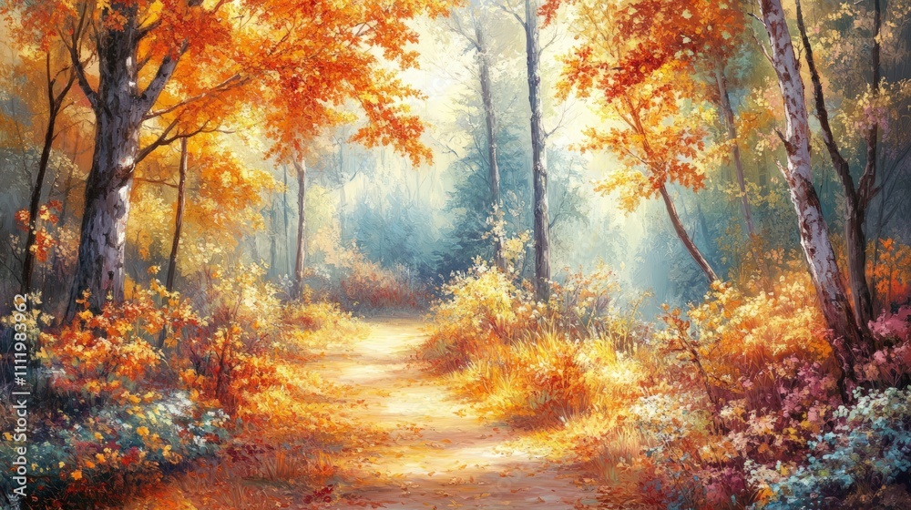 Autumnal Path: A Serene Forest Walk Autumnal Path: A Serene Forest Walk