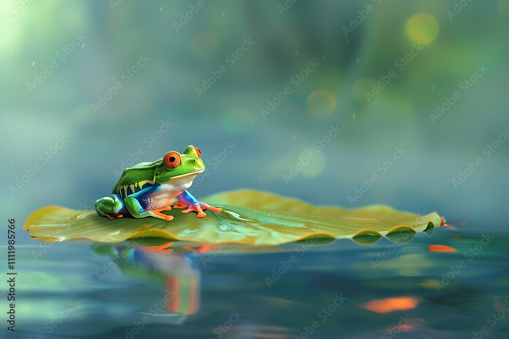 Naklejka premium frog on a leaf