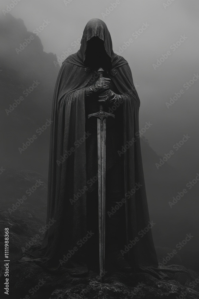 Swordsman of Fantasy: Fencer in Mystic Cape Wielding Sword of Death Swordsman of Fantasy: Fencer in Mystic Cape Wielding Sword of Death