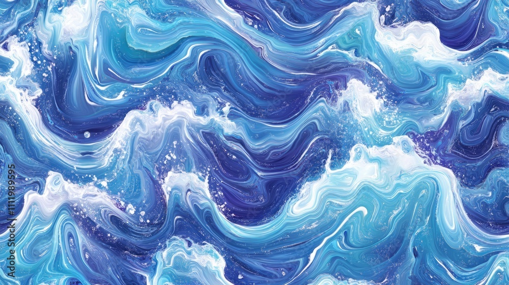 Close up painting ocean waves Close up painting ocean waves