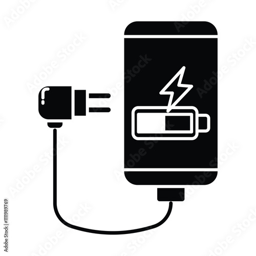 Phone charger icon vector on white background