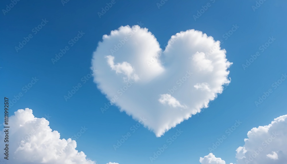 A whimsical heart-shaped cloud floating in a clear blue sky A whimsical heart-shaped cloud floating in a clear blue sky