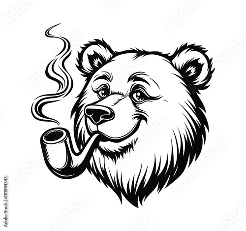 Bear smoking pipe vector