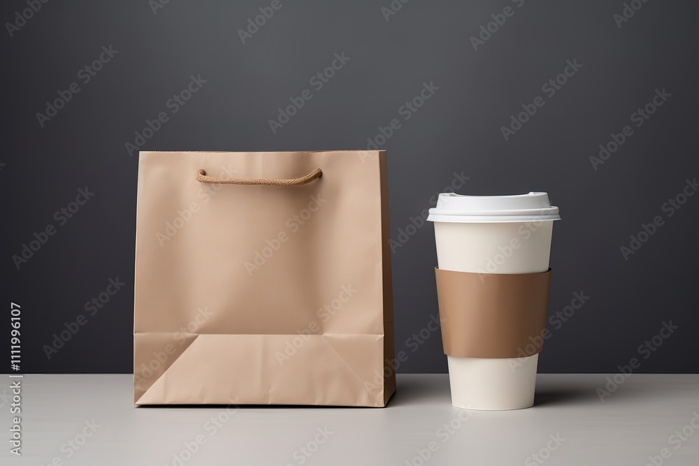 Paper cups and bag on dark wooden table
Paper cups and bag on dark wooden table