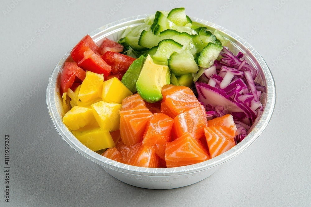 Fresh Colorful Salad Bowl with Salmon and Mixed Vegetables Fresh Colorful Salad Bowl with Salmon and Mixed Vegetables