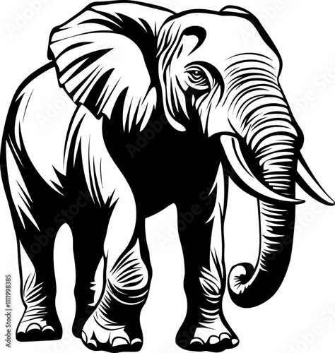 Elephant silhouette icon in black color. Vector template design.