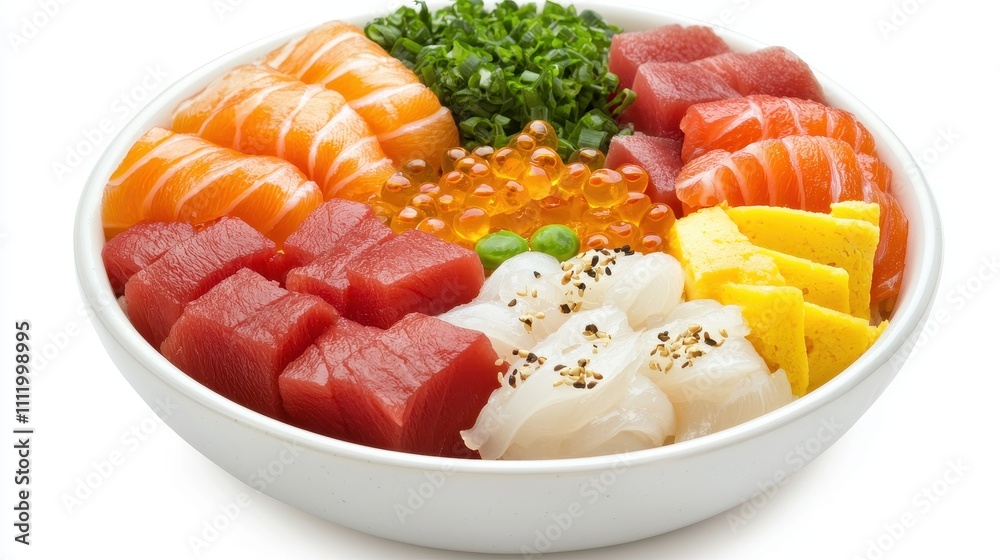 Colorful Sushi Bowl with Fresh Ingredients and Vibrant Toppings Colorful Sushi Bowl with Fresh Ingredients and Vibrant Toppings