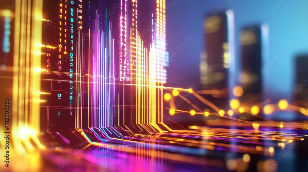 Fototapeta premium Colorful Data Visualization with Abstract Graphs and Lights