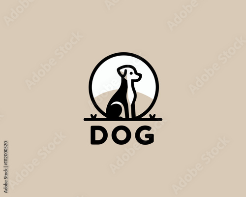 Circle Dog Logo Vector illustration. 