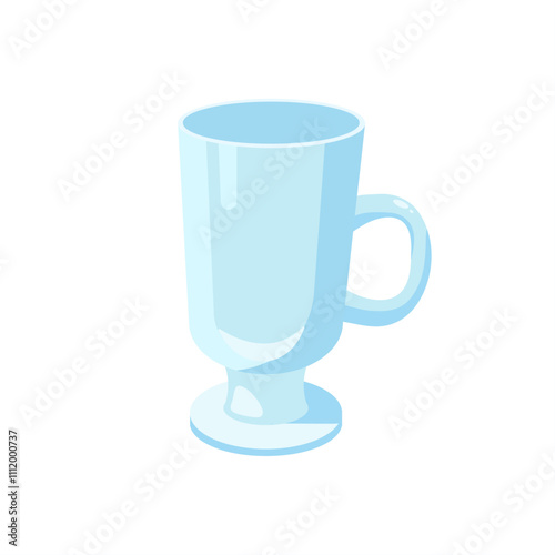 Glass for alcohol and non alcohol drinks in flat style on white background for icons, webs, apps for coffee, tea, dessert