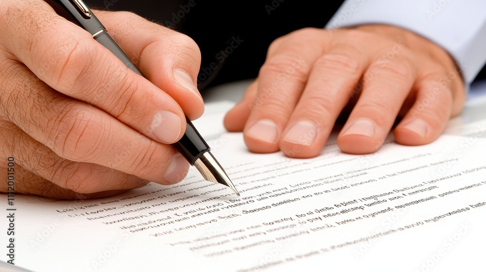 Professional Hand Writing Notes on Document with Pen and Paper Professional Hand Writing Notes on Document with Pen and Paper