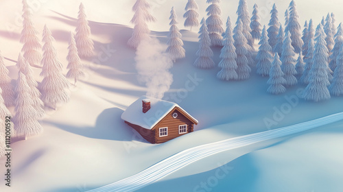 Wide shot of a cozy wooden ...