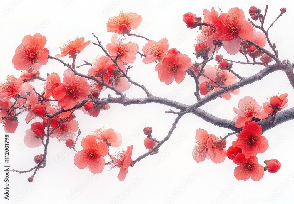 Delicate coral blossoms on a branch, soft light, spring flowers, floral beauty, nature's artistry, botanical elegance, gentle breeze, serene scene, peaceful background. Delicate coral blossoms on a branch, soft light, spring flowers, floral beauty, nature's artistry, botanical elegance, gentle breeze, serene scene, peaceful background.