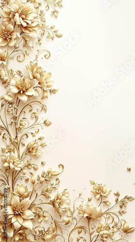 Wallpaper Mural Classy white background adorned with gold painted flowers, decoration, royal, elegant, festive, celebration Torontodigital.ca