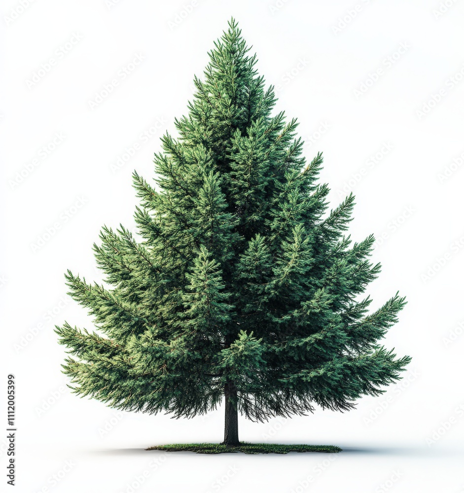 Majestic evergreen tree isolated on a white background, perfect for Christmas, nature, or environmental themes. Majestic evergreen tree isolated on a white background, perfect for Christmas, nature, or environmental themes.