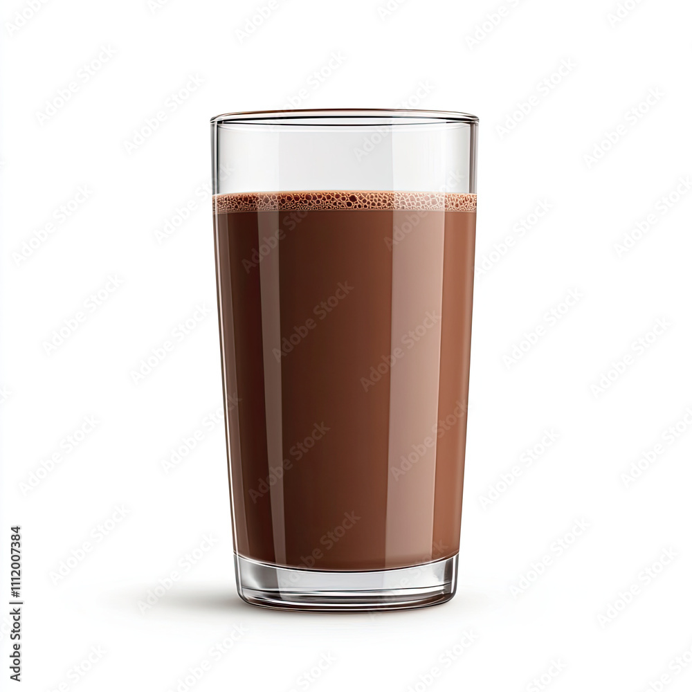 A refreshing glass of chocolate milk isolated on white background A refreshing glass of chocolate milk isolated on white background