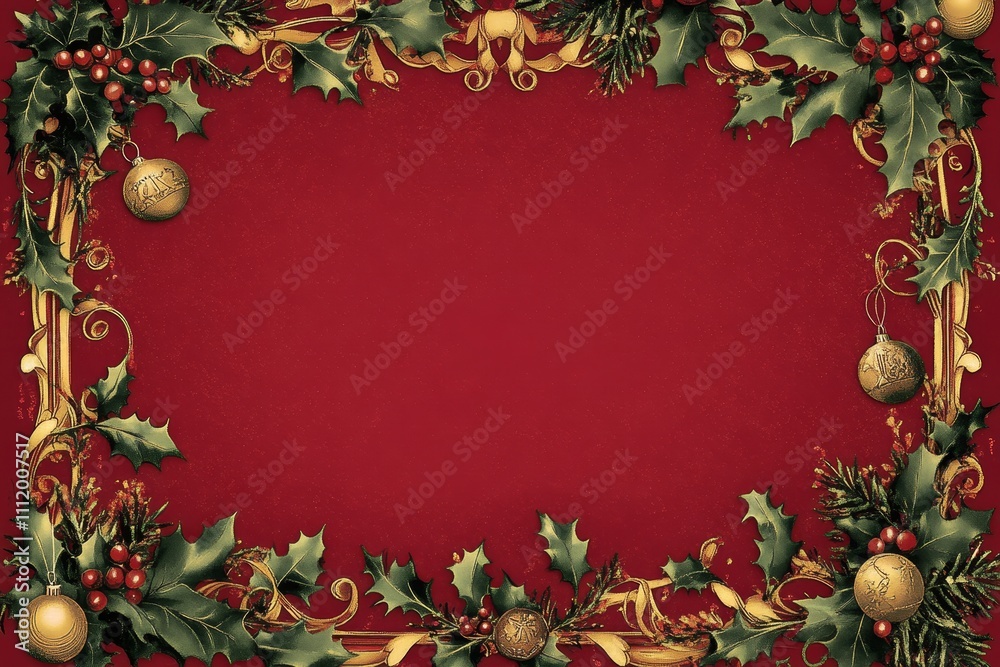 Festive Christmas Border with Holly Ornaments - A delightful festive border featuring holly ornaments and golden accents, perfect for creating a warm holiday atmosphere. Festive Christmas Border with Holly Ornaments - A delightful festive border featuring holly ornaments and golden accents, perfect for creating a warm holiday atmosphere.