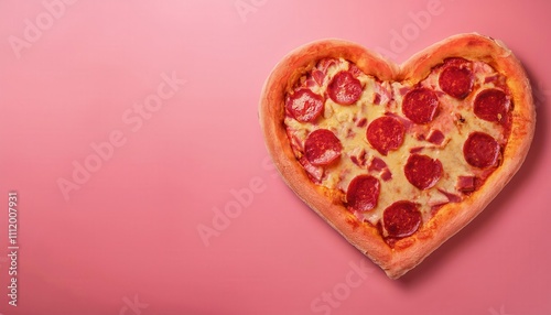 Heart Shaped Pepperoni Pizza on Pink Background. Perfect Valentine's Day Gift for Foodie Lovers. Romantic Dinner Ideas or Creative Social Media Campaigns for Love and Affection Celebrations