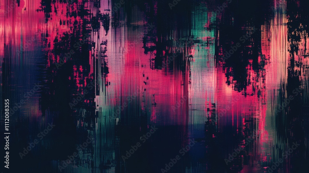 Obraz premium A striking abstract background featuring blurred streaks of vibrant pink, teal, and dark tones.