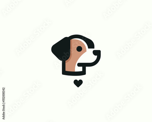 Dog Logo design template. Dog head icon. Vector illustration. Cartoon dog face logo. Animal logotype concept. 