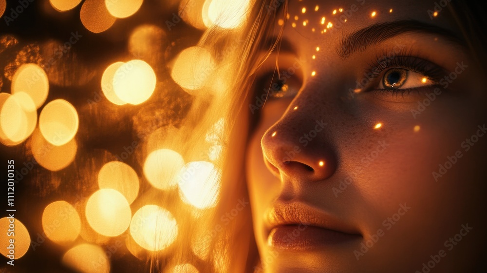 Woman's face with lights Woman's face with lights