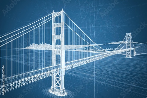 Architectural Blueprint of Golden Gate Bridge