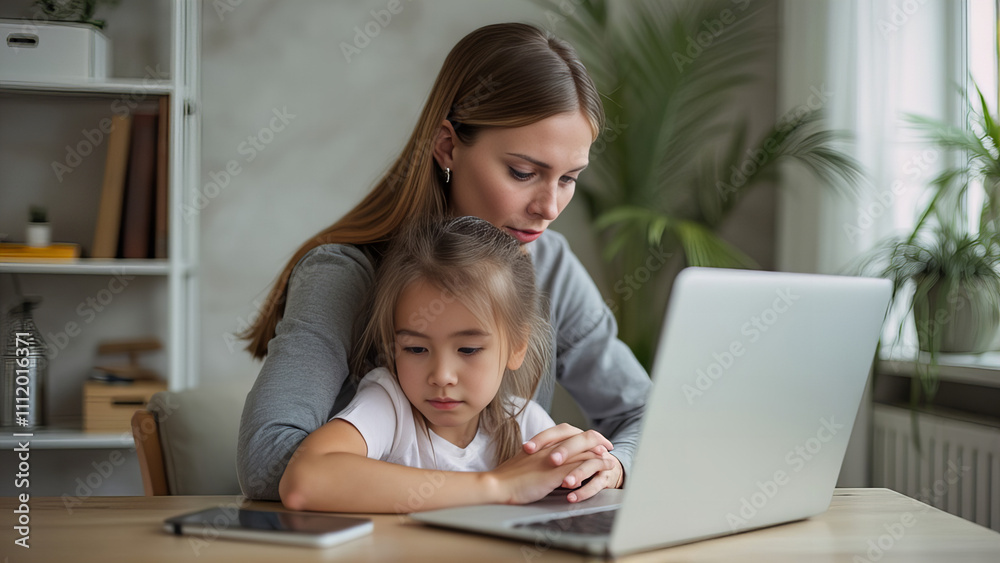 Mother Helping Daughter with Online Learning
Mother Helping Daughter with Online Learning