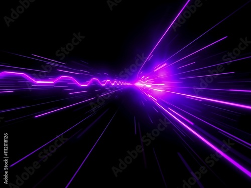 Purple Energy Stream: 3D Render of a Futuristic Hyperspace Tunnel AI Generated