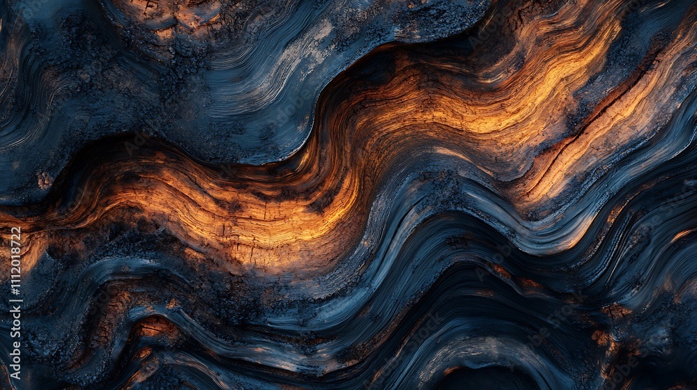 Abstract Wavy Texture Deep Blue and Orange Hues Abstract Wavy Texture Deep Blue and Orange Hues