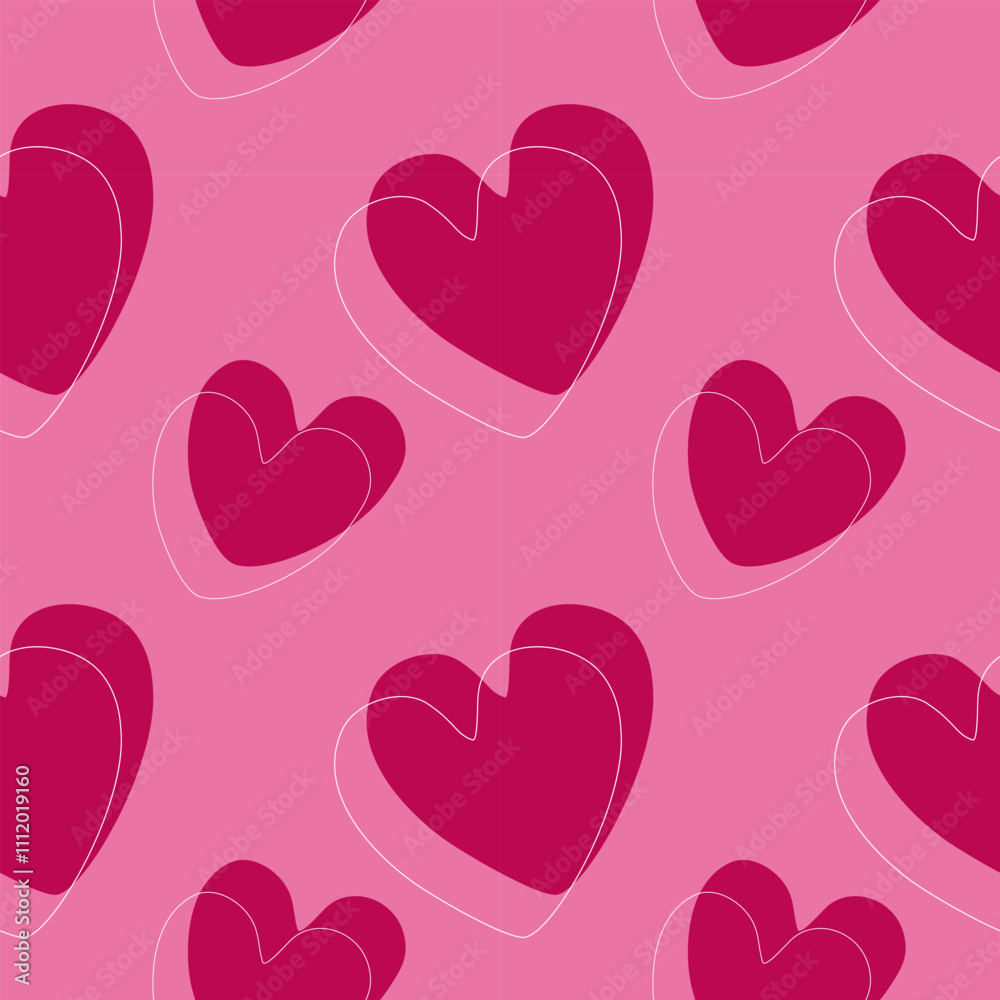Love hearts seamless romantic pattern on pink background. For wedding decoration. I love you, symbol. Texture Happy Valentines Day. Love hearts seamless romantic pattern on pink background. For wedding decoration. I love you, symbol. Texture Happy Valentines Day.