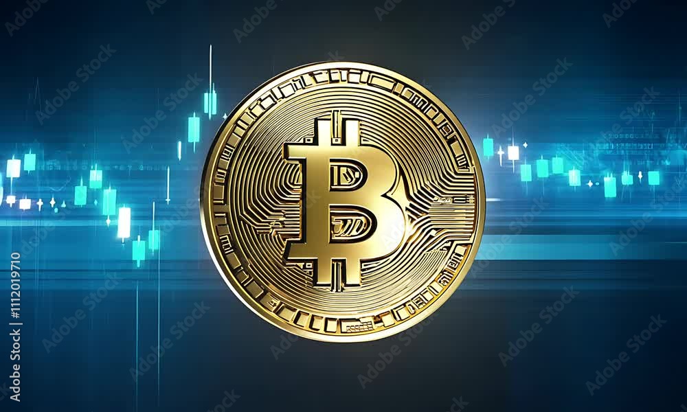 Bitcoin Cryptocurrency Animation - Gold Coin & Charts Bitcoin Cryptocurrency Animation - Gold Coin & Charts