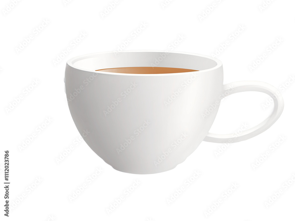 White Ceramic Cup with Tea on Transparent Background White Ceramic Cup with Tea on Transparent Background