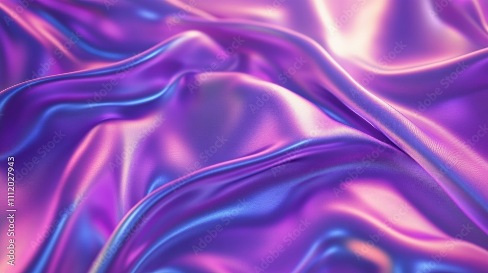 Obraz premium Vibrant purple and blue satin fabric draped in flowing waves, capturing light beautifully.