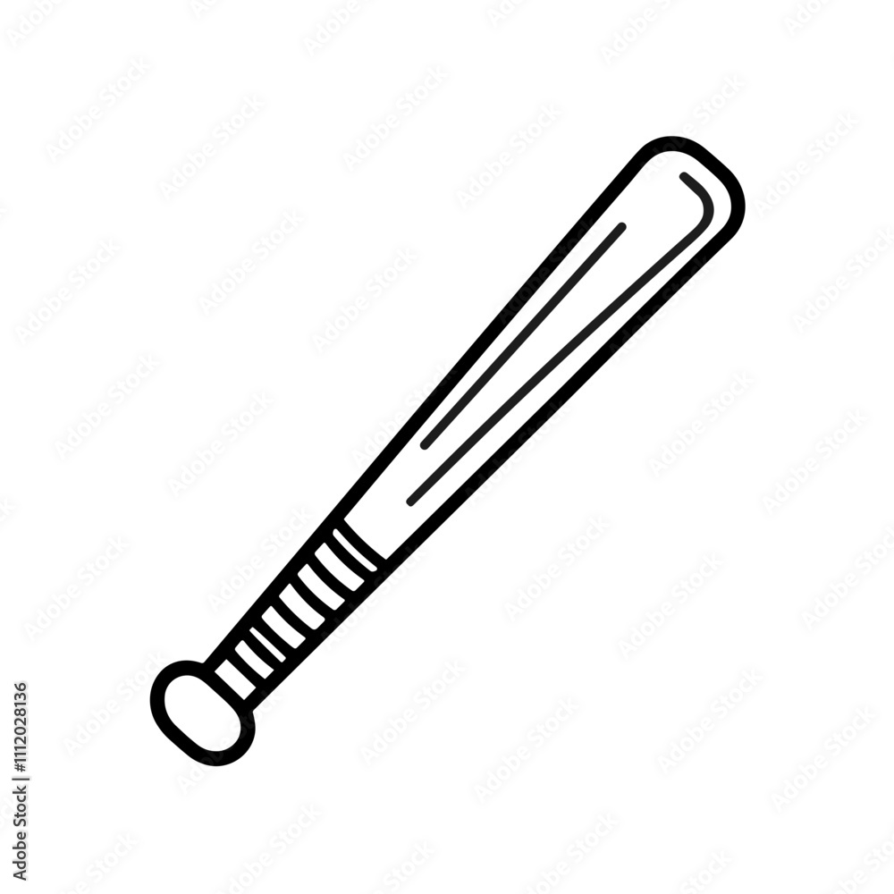 Minimalist line art illustration of a baseball bat in black and white Minimalist line art illustration of a baseball bat in black and white