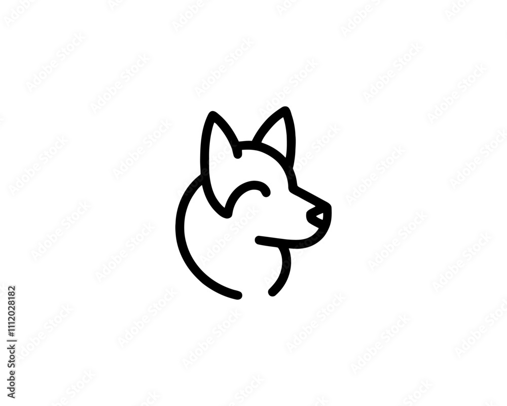 Minimalist Dog Outline logo design icon symbol vector illustration. Minimalist Dog Outline logo design icon symbol vector illustration.