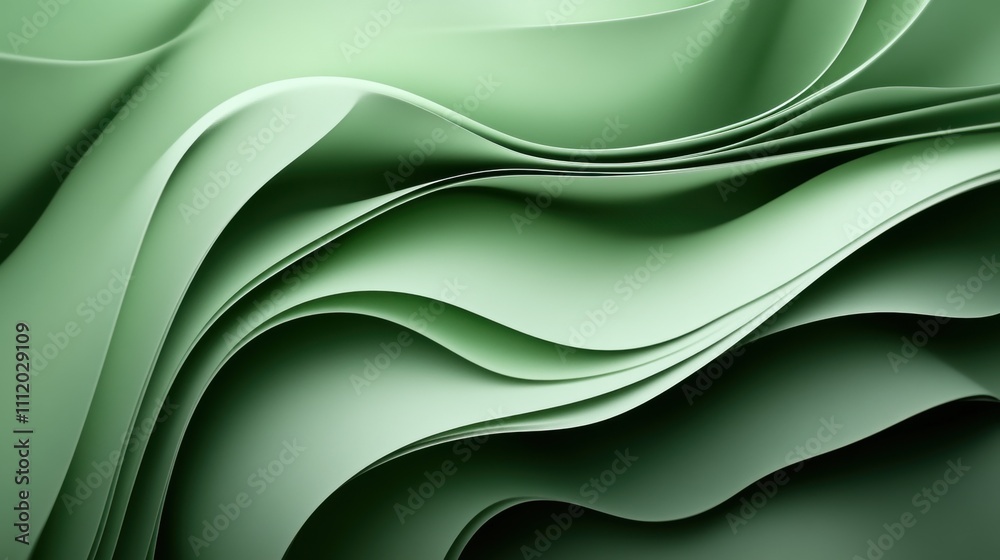 Obraz premium Abstract green waves create a serene and flowing visual effect.