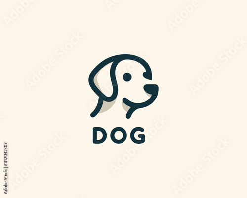 Dog Logo design template. Dog head icon. Vector illustration. Cartoon dog face logo. Animal logotype concept. 