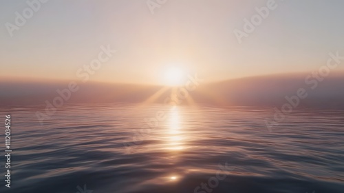 Dynamic sunrise with beams of light over calm ocean