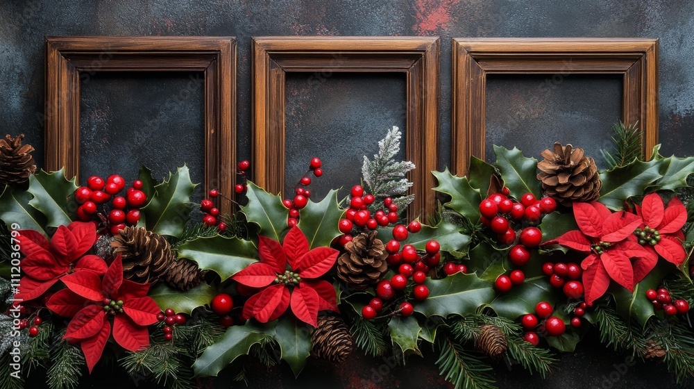 Fototapeta premium Holiday-themed photo frames isolated on white background. Generative AI