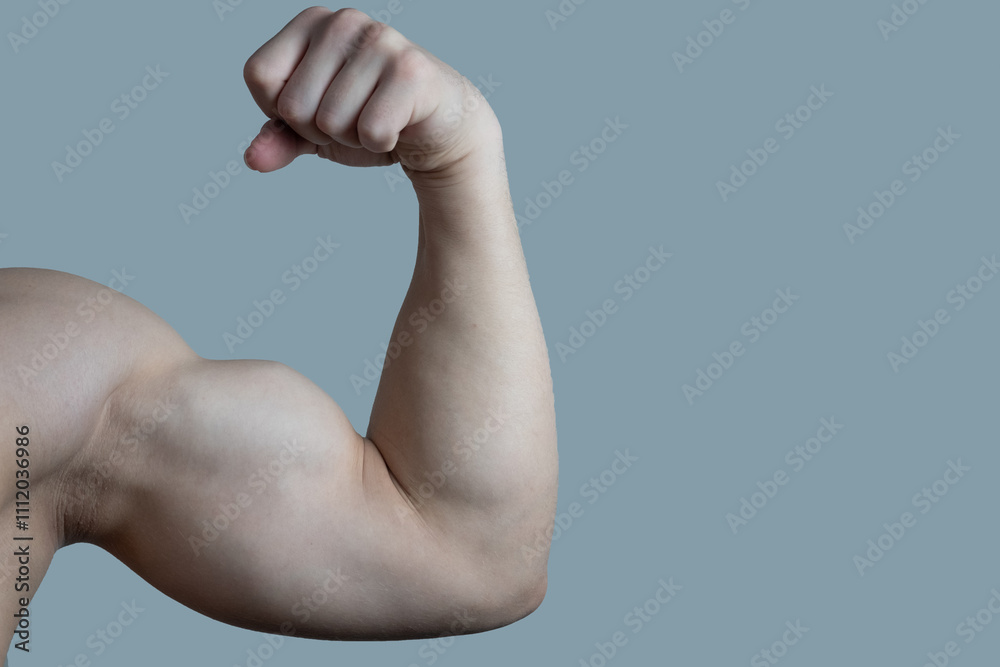 Bodybuilder's hand on a light background. The athlete is ahead of the competition. Drying. Relief and sculpted arm muscles. Healthy lifestyle concept. Muscles. Bodybuilder's hand on a light background. The athlete is ahead of the competition. Drying. Relief and sculpted arm muscles. Healthy lifestyle concept. Muscles.