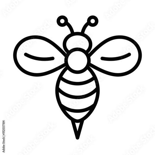 Minimal bee vector icon in outline style. Editable stroke.