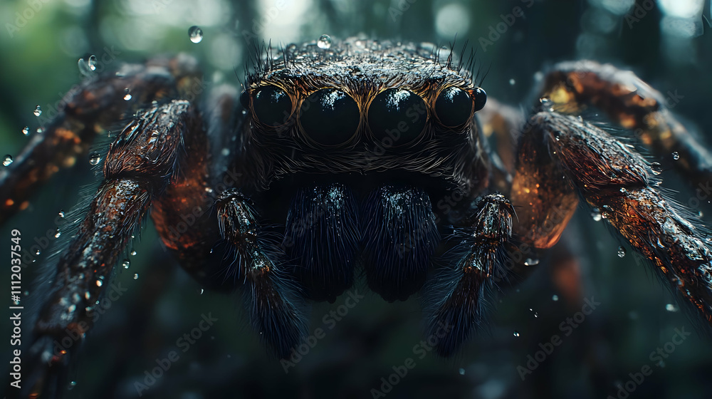 Closeup 3D Render of a Wet Spider Closeup 3D Render of a Wet Spider