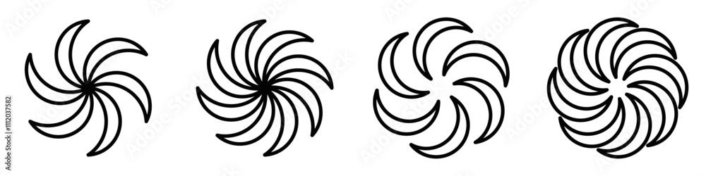 Spiral shapes in outline style with clean lines. Editable stroke. Spiral shapes in outline style with clean lines. Editable stroke.