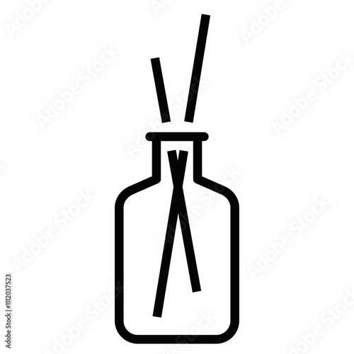 Icon of a reed diffuser bottle with sticks. Editable stroke.