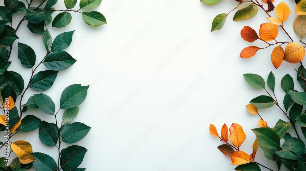 Naklejka premium White background with autumn leaves