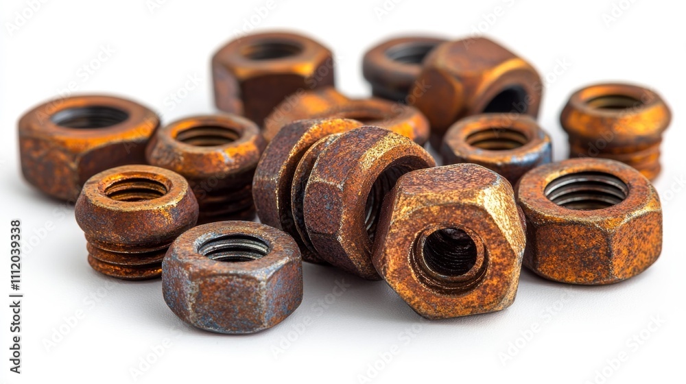 Bolts Nuts and Washers in a Pile. Generative AI