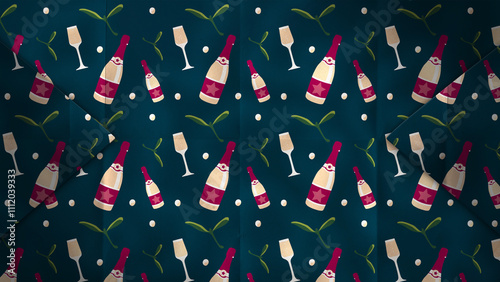 A festive background of Christmas wrapping paper.