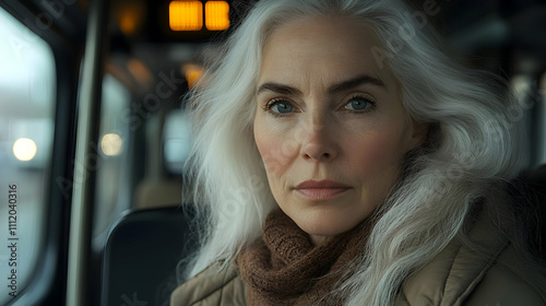 Realistic Portrait Photo of a Woman with Gray Hair