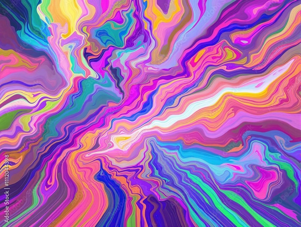 Whimsical abstract striped rainbow colors swirling together, unique style., playful vibe, multicolored swirly
