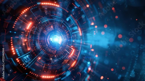 Wallpaper Mural Digital blue tech circle on dark background. Science, universe, futuristic digital technologies concept Torontodigital.ca